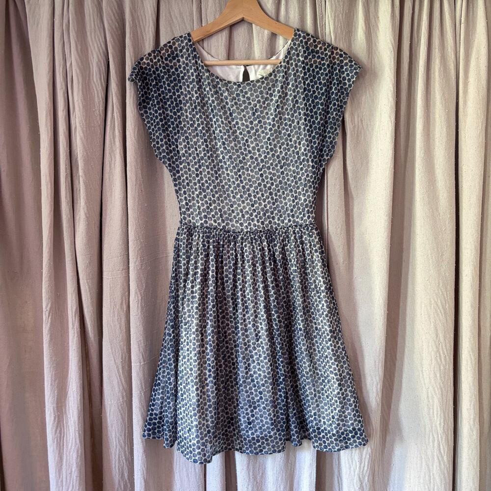 Weston Wear Dot Print Fit Flare A Line Dress XS Made in‎ San Francisco Coquette